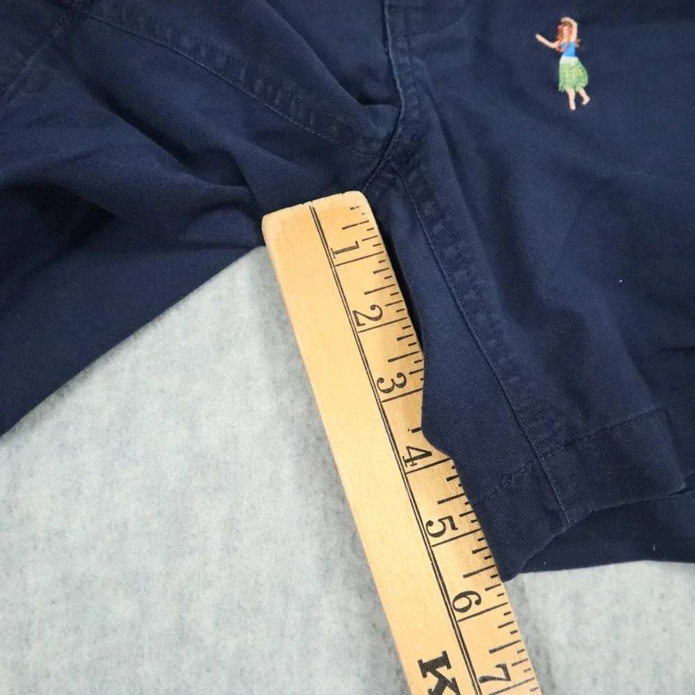 Polo Ralph‎ Lauren Hula Girl Embroidered Shorts Mens L Navy Blue Y2K Classic Fit